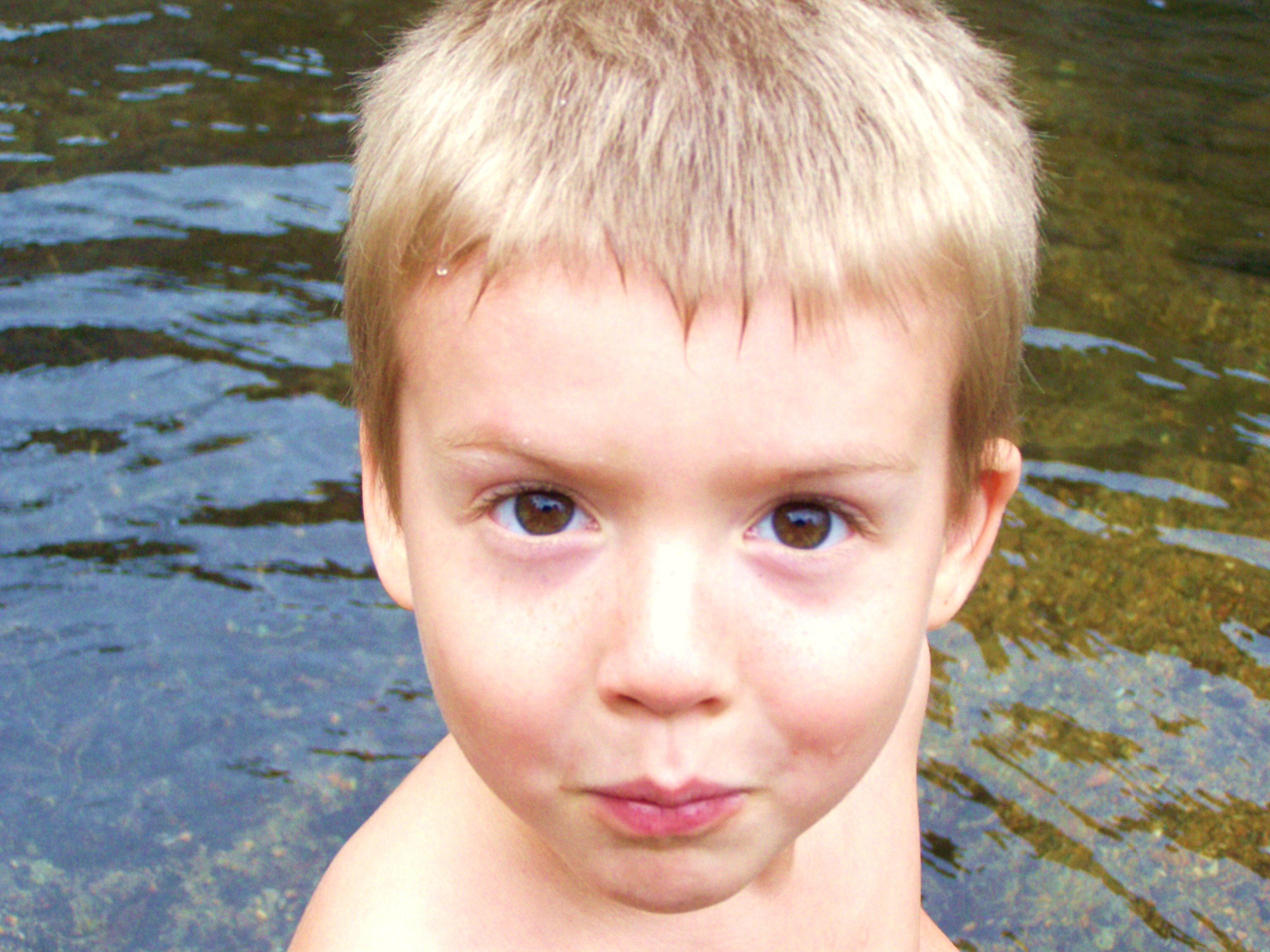 riley in the river